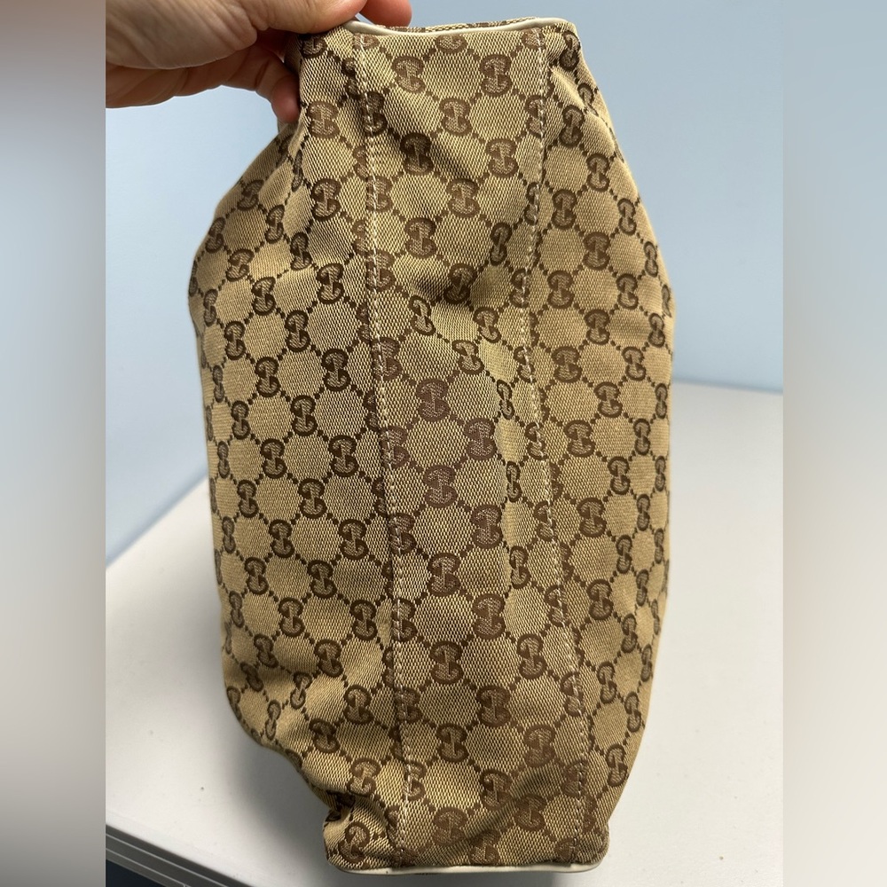 Gucci Handbag Sukey Large Canvas Tote Bag Leather Trim Beige - Picture 10 of 16